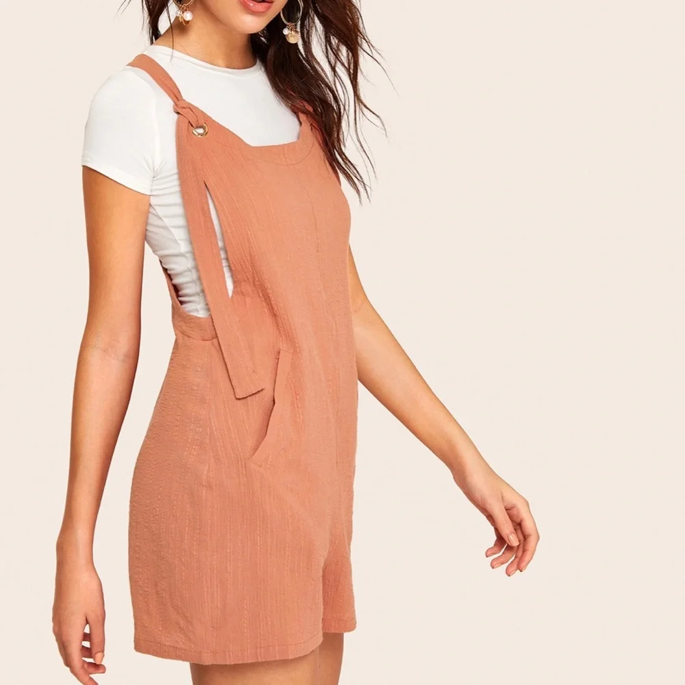 🧡Knotted Strap Overall Shorts - Picture 7 of 7